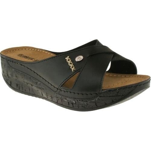 Muya 26228 Cross Band Black Women 'S Slippers