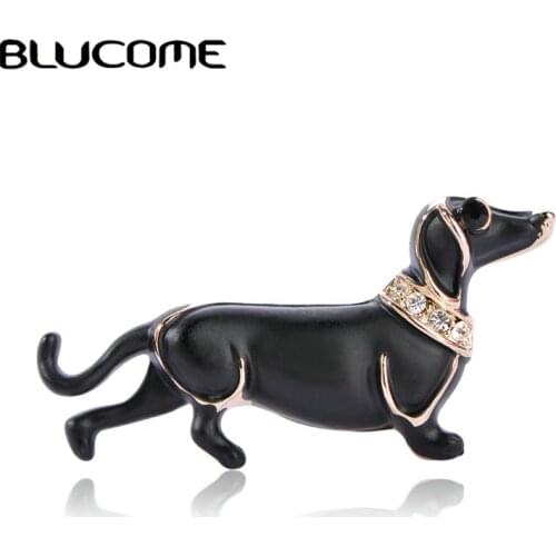 Blucome Vivid Black Big Belly Dog Brooches For Scarf Sweater Shoulder Collar Jewelry Pins Kids Men Women Gifts Gold-color Clips