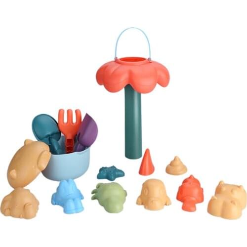 16Pcs Summer Baby Beach Toys Kids Mesh Bag Bath Play Set Beach Party Cart Bucket Sand Molds Tool Water Game Toy