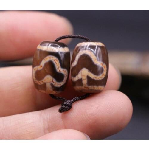 A Pair of Magic Power Tibetan Old Agate Bodhi Tree Mercy Bloody dZi Bead Amulet LKbrother Sauces Top Qulality Garrentee
