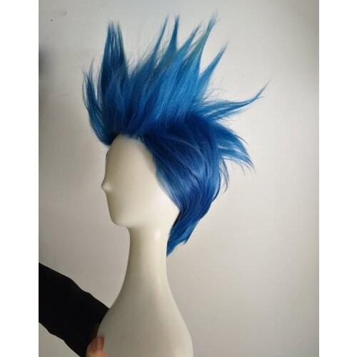 Galo Thymos Wig PROMARE Burning Rescue Cosplay Wig Short Straight Blue Heat Resistant Synthetic Hair Anime Wigs + Wig Cap