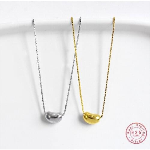 925 Sterling Silver Simple Magic Bean Pendant Necklace For Women Wedding Party Dress Jewelry Accessories Girlfriend Gift