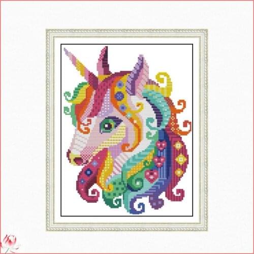 Joy Sunday Beautiful Unicorn Cross Stitch Kits Needlework Embroidery 11CT 14CT Counted Printed Handmade Patterns Decorration