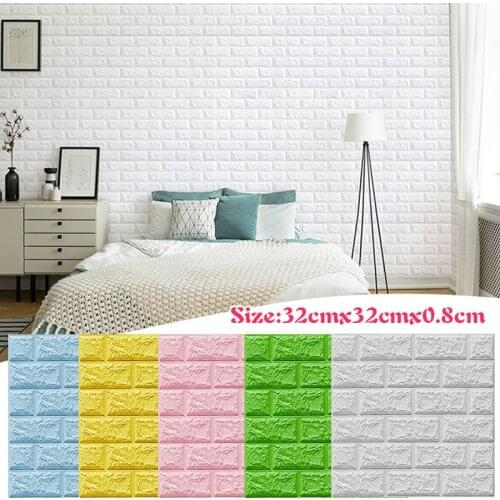 Self-Adhesive 3D Brick Sticker DIY Waterproof Foam Wallpaper For Kids Room Kitchen Roof Ceiling Background Multicolor Decals