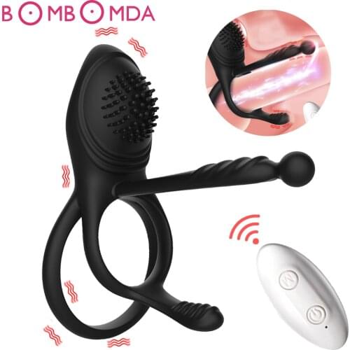 Adult Sex Toys Wireless Remote Penis Ring Vibrator Male Delay Ejaculation Clitoris Stimulator Cock Ring Couple Sex Porducts shop