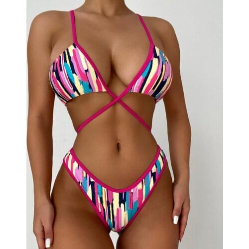 Sexy Women Summer Bandage Swimwear Bikini Set Printed Push Up Biquini Brazilian Female Bathing Suit Swimming Suit