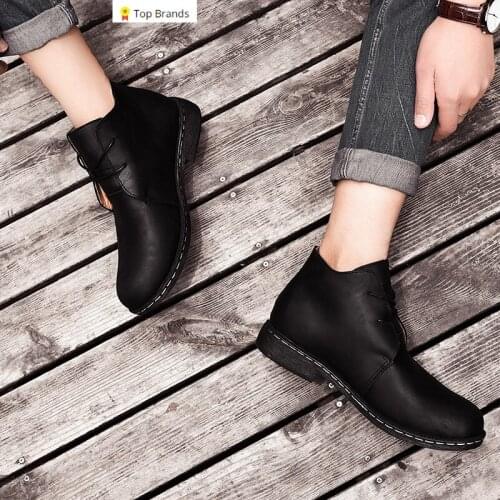 Serene Top Brand High Quality Split Leather Men Boots Spring and Autumn Single Shoes Winter Cotton Dual-use