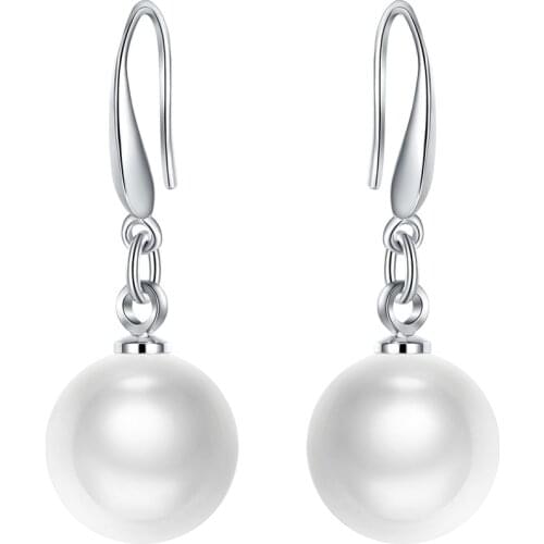 925 Sterling Silver Color Drop Earrings 8/10/12mm Real Natural Freshwater Pearl Earring for Women Silver 925 Jewelry Wedding