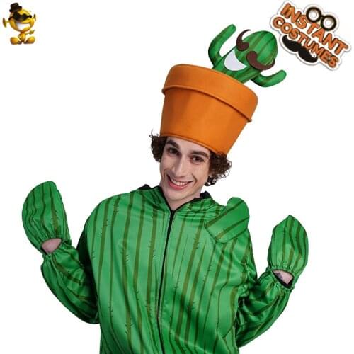 QLQ Unisex Adult Cactus Hat Costume Cosplay Holiday Party Funny Green Men Cactus for Women Hat Costumes