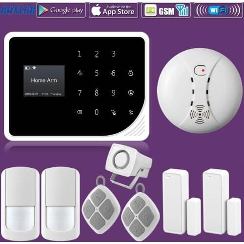 BONLOR Security G7 WIFI GSM Alarm Systems Security Home Smoke Fire Alarm Detector APP Control PIR Motion Sensor DIY KIT