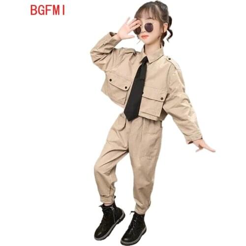 Kids Tracksuit Clothing Sets Spring Kids Outfits for Teenage Girls Long Sleeve Clothes Sets Girls School Tops +Pants + Tie Suits