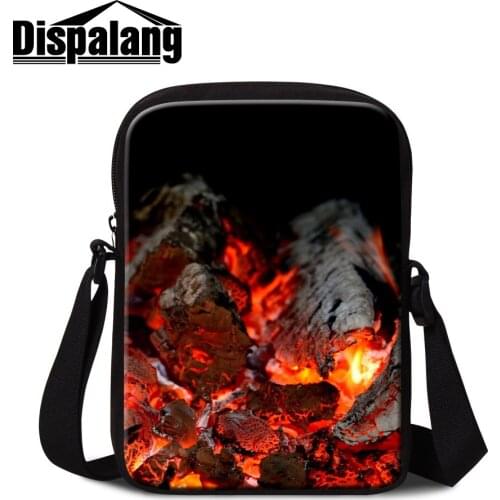 Outdoor Crossbody Handbag for Women Utility Long Colored Fire Logo Flame Image Foldable Shoulder Messenger Bags 600D Polyester