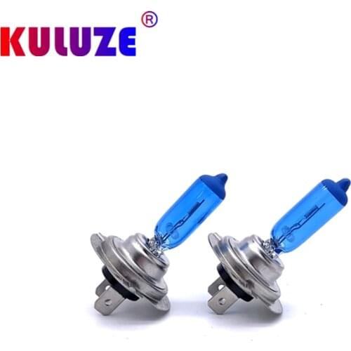 KULUZE 2pcs H7 Super White Headlights 55W 12V PX26d Quartz Halogen Bulb High Power 100W auto Lamp 6000K Fog Lights