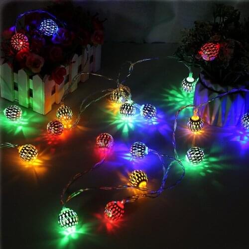 LED Globe String Lights Decorative Moroccan Orb Silver Metal Balls Battery USB Powered Indoor Outdoor Decoration for Christmas