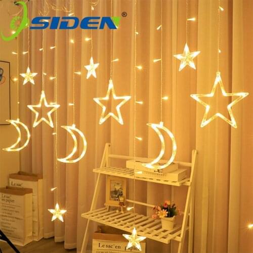 Star Moon Led Curtain Garland String Lights Icicle 3.5M 220V Outdoor Lamp For Bar Bedroom Wedding Party Garden Window Mall Decor