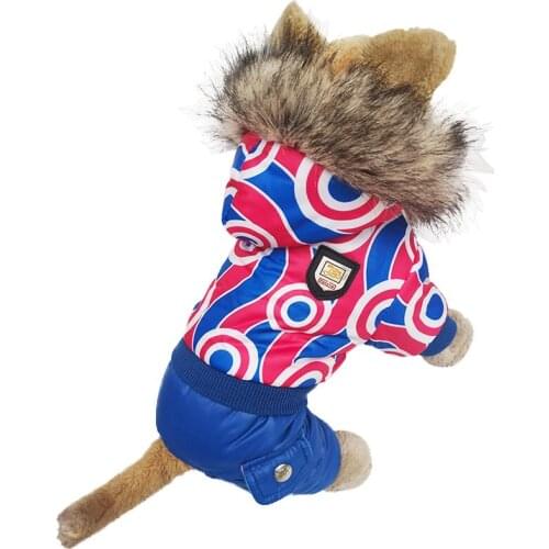 High Quality Geometric Pattern Hooded Pet Dogs Winter Coat Thickness Dogs Clothes From S to Xl New Dogs Clothing