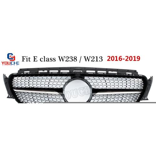 W238 / W213 Diamond Grills Front Bumper Mesh for Mercedes E Class E200 E250 E300 E350 E400 2016 + Sedan Coupe