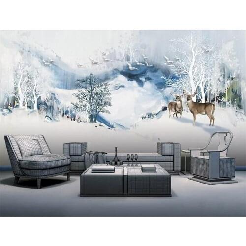 Wellyu Wallpaper mural abstract landscape elk woods 3d TV background wall paper home decor living room bedroom 3d wallpaper