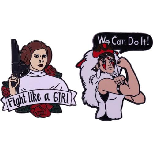 Princess Mononoke Brooch and Enamel Pin Feminine Girl Power We Can Do It Lapel Pin