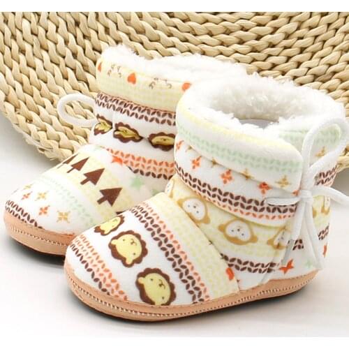 Printed Snow Boots First Walk Shoes Toddler Infant Newborn Baby Lively Soft Sole Prewalker Winter Warm Baby Boots Scarpe Bambina