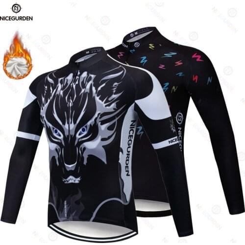 Winter cycling long-sleeved fleece top cycling team warm fleece long-sleeved sportswear racing professional jersey suit men