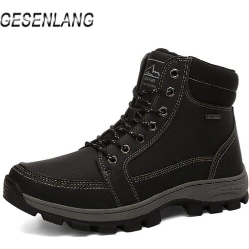 Winter Mens Walking Shoes With Fur High Top Comfortable Warm Snow Boots Nonslip Durable Cross Country Trekking Outdoor Sneakers