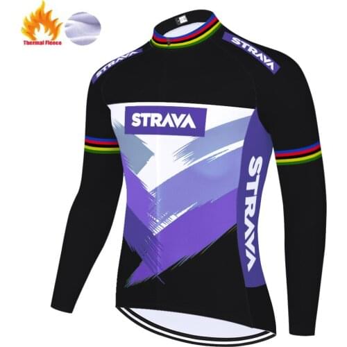 2021 Winter Thermal Fleece STRAVA Bicycle Long Sleeve Cycling Jersey Men Clothing ProTeam Outdoor Bike Clothing Ropa Ciclismo