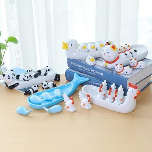1 Set Cute Dolphin Shaped Chopsticks Holder Porcelain Home Table Decoration Ceramic Tableware Kitchen Chopsticks Rest Rack