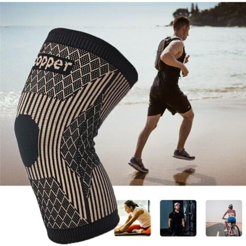 1Pc Sports Fitness Knee Pads Support Bandage Braces Elastic Copper Fiber Sport Compression Sleeve for Basketball