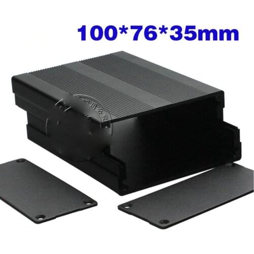 100x76x35mm Black Aluminum Enclosure PCB Shell Cooling Box Case Split Type