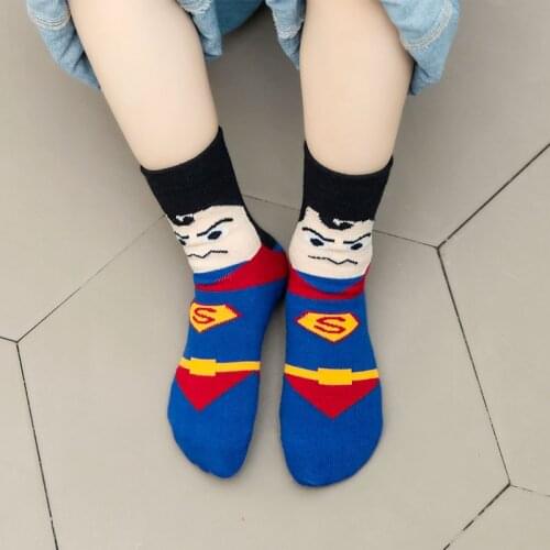 2021 Kids Baby Boy Socks Cotton 5 pairs/lot Cartoon Hero Pattern Childrens Socks Hero Series Boy Socks