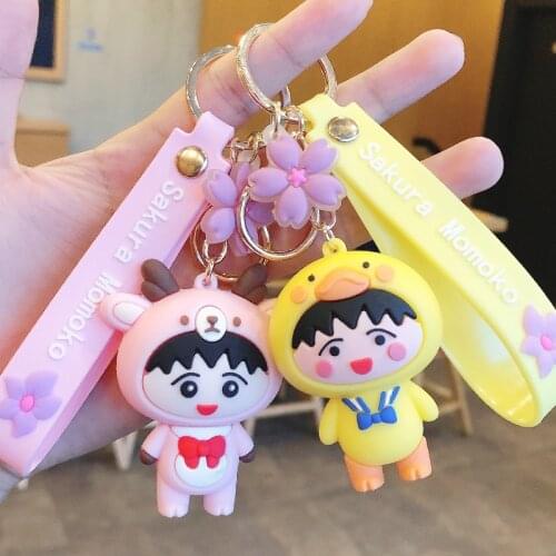 2021 Fashion Cartoon Cherry Blossoms Keyring Cute Bear Anime Doll Keychain Hanging Chain Bag Pendant Car Key Holder Gifts
