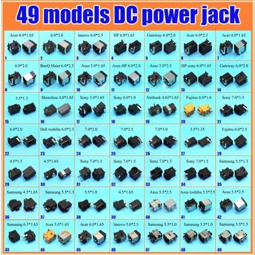 49 models 49 pcs tablet pc mid portable dc power connector for samsung / asus / acer / hp / toshiba / dell / sony / lenovo