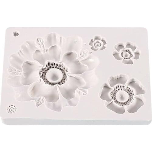 896A 4 Holes Flower Silicone Mold for Candy Sugarcraft Cake Chocolate Fondant Jewelry Polymer Clay Soap Making Mould