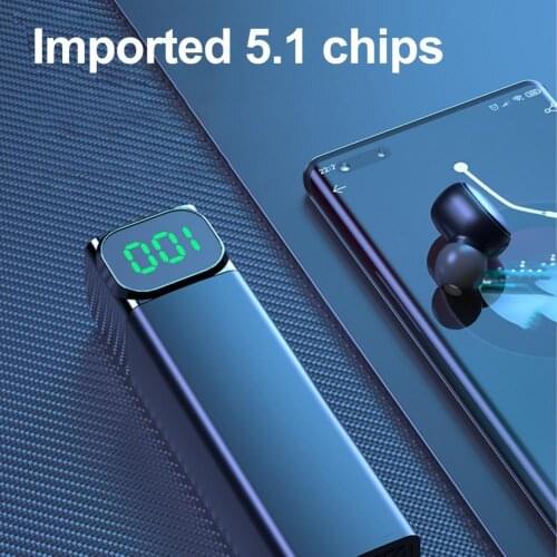 BQC-01 Wireless Earphone Intelligent Digital Display IPX7 Stereo In-Ear Bluetooth 5.1 Headset Earbuds for Sports