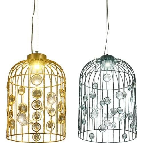 Elegant show retro iron crystal Pendant Lights cage industrial wind bar restaurant clothing shop coffee shop ZL3 ya74