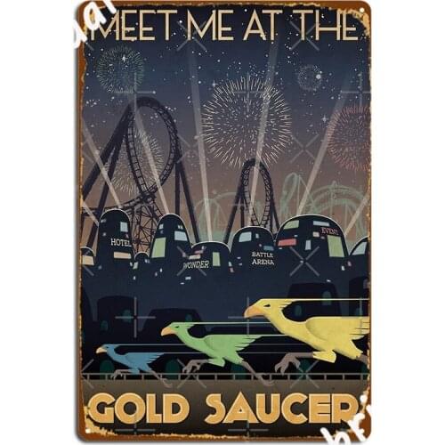 Final Fantasy Vii Gold Saucer Travel Poster Metal Sign Wall Pub Home Painting Décor Custom Tin Sign Poster