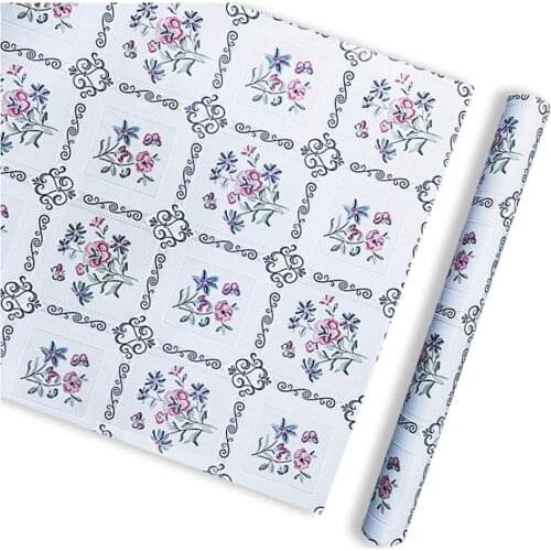 GLOW4U Self Adhesive Floral Tile Wallpaper Contact Paper for Kitchen Bathroom Walls Backsplash Decal Removable Waterproof