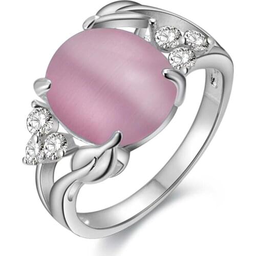 Hainon Fashion cheap fire opal rings vintage jewelry oval pink blue green Flower hot sale silver color rings