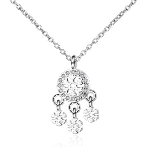 Exquisite Simple 925 Sterling Silver Necklace Micro Zircon Snowflake Pendant Short Choker Necklaces For Women Collar Jewelry