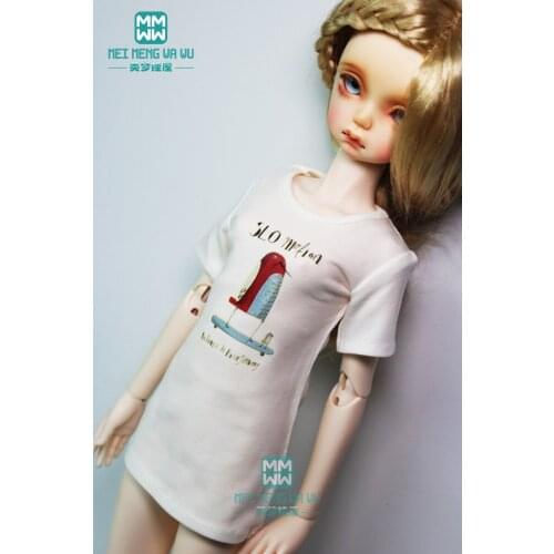 BJD doll clothes fits 43cm MSD 1/4 BJD doll fashion casual mid-length cotton T-shirt Variety of patterns