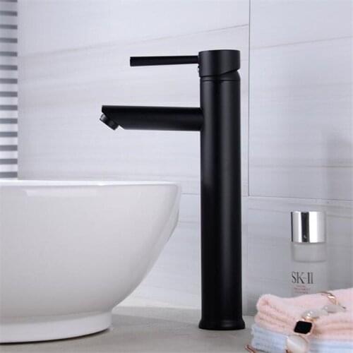 Basin Faucet Brass Sink Mixer Tap Hot & Cold Black Baking Bathroom Faucet Single Handle Deck Mounted Lavatory Crane Tap Torneira