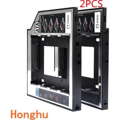 Lof of 2Pcs Universal SATA to SATA 12.7mm 2nd HDD SSD Caddy Tray Bracket with LED Indicator for Laptop DVD CD-ROM Optibay
