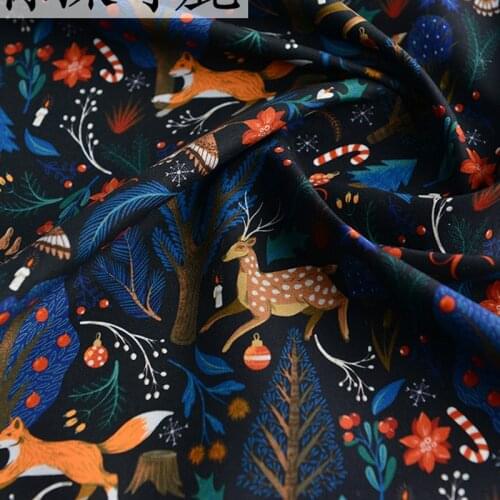Cartoon Running Deers 100% Cotton Fabric for Dress Kids Clothes Home Textile Tissues Sewing Quilting DIY Needlework Material