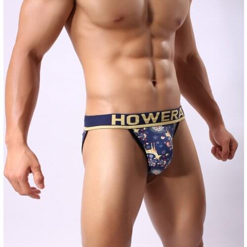 Sexy Cotton Male Underwear Breathable Soft Gay Man Printed Breifs Low Waist Slip Homme Cueca Calzoncillos U Convex Underpants