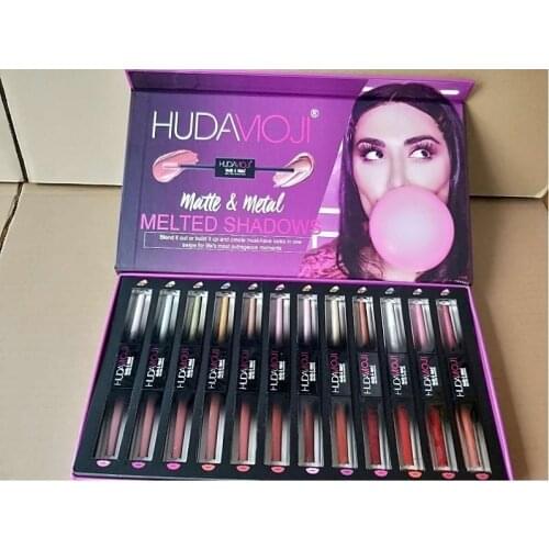 2021 New hudamoji Beauty matte & metal melted shadows Eye Makeup Lip cosmetics Eyeshadow Lipgloss Liquid lipstick 5pcs sets 10 c