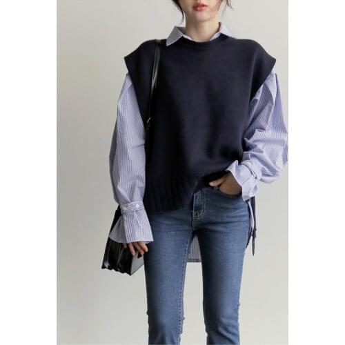New loose sleeveless sweater spring autumn Women vest sweaters knitting vest joker knitted vest wool oversize Girls Pullover