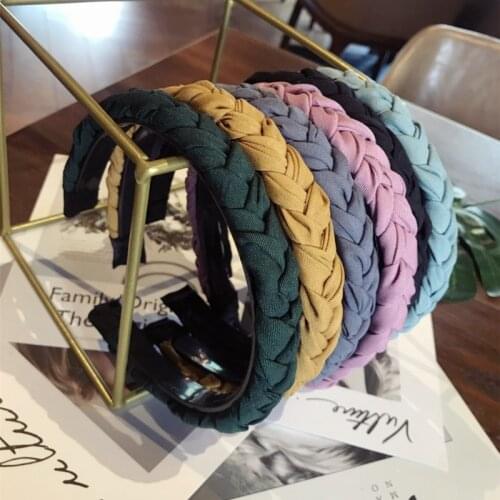 MISANANRYNE Fashion Luxury Women Braided Hairbands Twists Knitted Wide Padded Headband Thick Hair Hoop Winter Hair Accessories