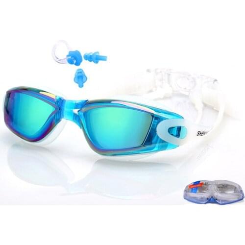 Man woman unisex adult anti fog Waterproof swimming goggles swimming glasses 5 colors black blue red silver sky blue B42001