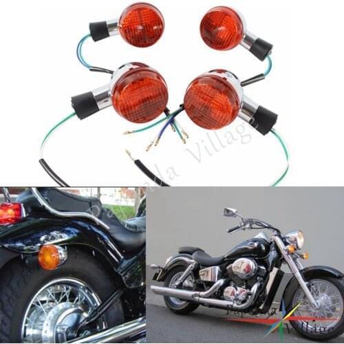 Papanda Motorcycle Chrome Front and Rear Turn Signal Indicator Light for Honda Shadow 400 750 VT750 04-07